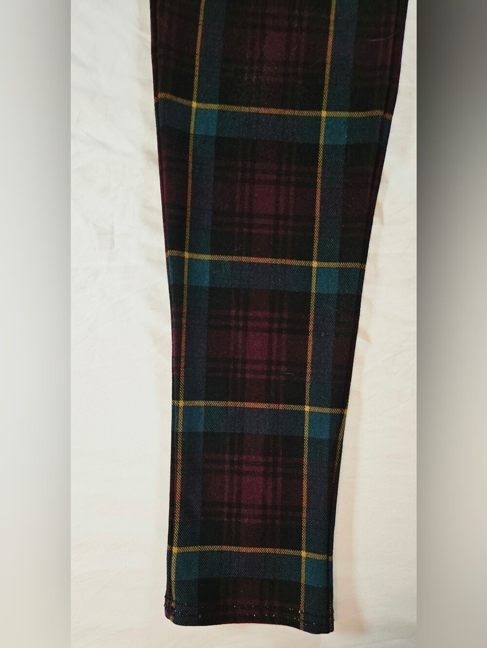 Slim Factor Investment Womens Red Plaid Elastic Waist Pull On Legging Pants Sz M - Picture 3 of 16